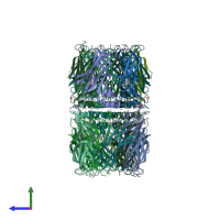 PDB entry 3u8n coloured by chain, side view.