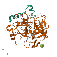 PDB entry 3u8o coloured by chain, front view.