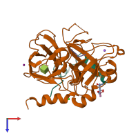PDB entry 3u8r coloured by chain, top view.