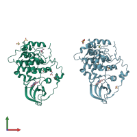 PDB entry 3u9c coloured by chain, front view.