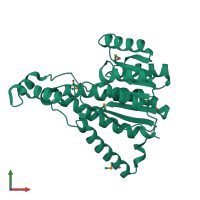 PDB entry 3u9l coloured by chain, front view.