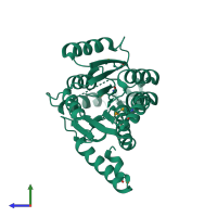 PDB entry 3u9l coloured by chain, side view.