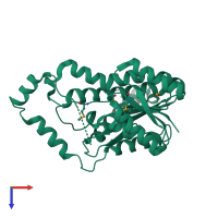 PDB entry 3u9l coloured by chain, top view.