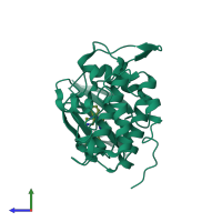 PDB entry 3u9n coloured by chain, side view.