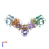 PDB entry 3u9p coloured by chain, top view.