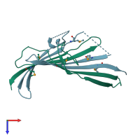 PDB entry 3ua0 coloured by chain, top view.