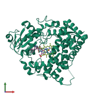 PDB entry 3ua1 coloured by chain, front view.