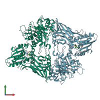 PDB entry 3ua3 coloured by chain, front view.