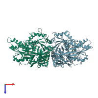 PDB entry 3ua3 coloured by chain, top view.