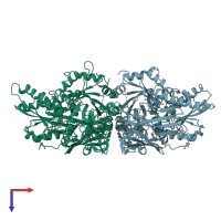 PDB entry 3ua3 coloured by chain, top view.