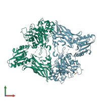 PDB entry 3ua4 coloured by chain, front view.