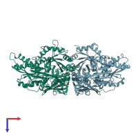 PDB entry 3ua4 coloured by chain, top view.