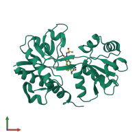 PDB entry 3ua8 coloured by chain, front view.