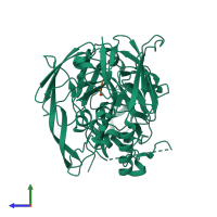 PDB entry 3uaa coloured by chain, side view.