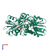 PDB entry 3uag coloured by chain, top view.