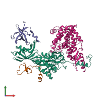 PDB entry 3uai coloured by chain, front view.