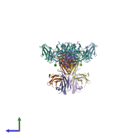 PDB entry 3uaj coloured by chain, side view.