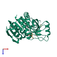 PDB entry 3uaw coloured by chain, top view.