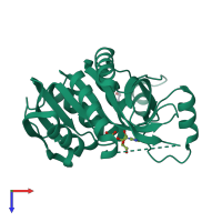 PDB entry 3uax coloured by chain, top view.