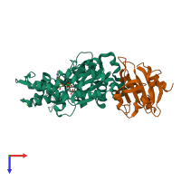 PDB entry 3ub5 coloured by chain, top view.