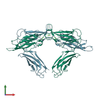 PDB entry 3ubg coloured by chain, front view.