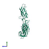 PDB entry 3ubh coloured by chain, side view.