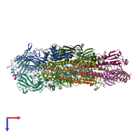 PDB entry 3ubj coloured by chain, top view.