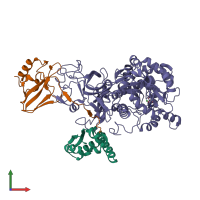 PDB entry 3ubp coloured by chain, front view.