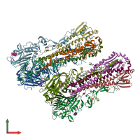 PDB entry 3ubq coloured by chain, front view.