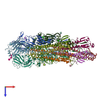 PDB entry 3ubq coloured by chain, top view.