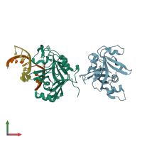 PDB entry 3uby coloured by chain, front view.