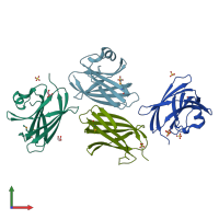 PDB entry 3uc2 coloured by chain, front view.