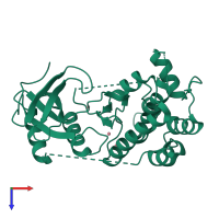 PDB entry 3uc3 coloured by chain, top view.