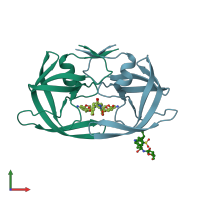 PDB entry 3ucb coloured by chain, front view.
