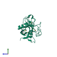 PDB entry 3uch coloured by chain, side view.