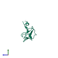 PDB entry 3uci coloured by chain, side view.