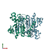 PDB entry 3ucn coloured by chain, front view.