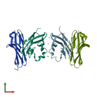 PDB entry 3ucr coloured by chain, front view.