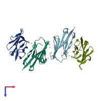 PDB entry 3ucr coloured by chain, top view.