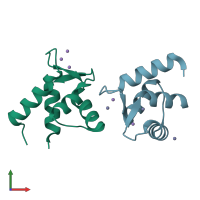 PDB entry 3uct coloured by chain, front view.