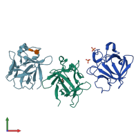 PDB entry 3ud9 coloured by chain, front view.