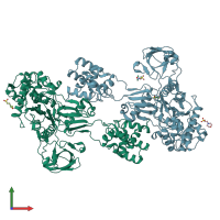 PDB entry 3udf coloured by chain, front view.