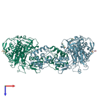 PDB entry 3udf coloured by chain, top view.