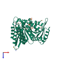 PDB entry 3udo coloured by chain, top view.