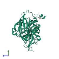 PDB entry 3udr coloured by chain, side view.