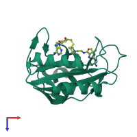 PDB entry 3udv coloured by chain, top view.