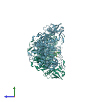PDB entry 3udx coloured by chain, side view.