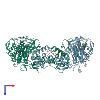 PDB entry 3udx coloured by chain, top view.