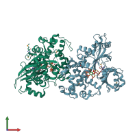 PDB entry 3udz coloured by chain, front view.