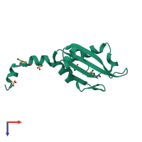 PDB entry 3ue2 coloured by chain, top view.